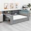 Lit plateforme avec tablettes de rangement, lit gigogne-1090625982