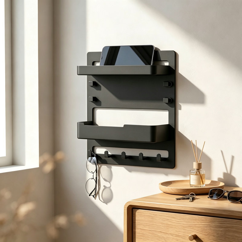 Floating Shelf, 24 cm H x 23 cm L x 5 cm D, Black