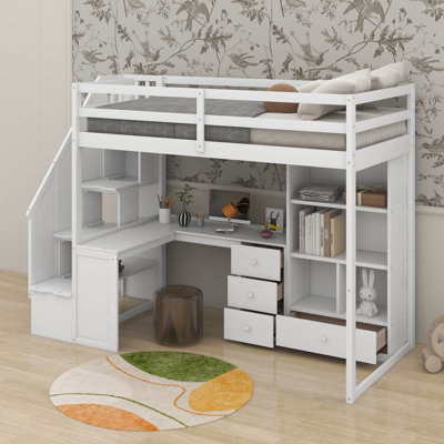 Twin Size Loft Bed With Desk