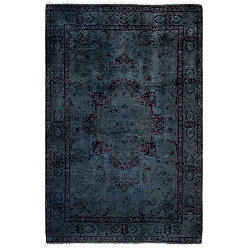 Overdyed One-of-a-Kind 4' 2" X 6' 3" Hand Knotted Area Rug