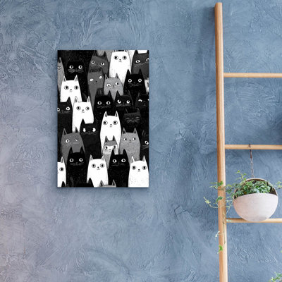 «Kitty Litter» par Rich Monet, art mural en verre acrylique épique, 16 po x 24 po