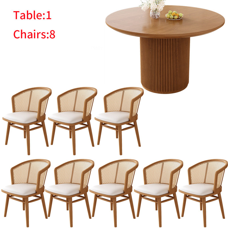 Ensemble de table de salle à manger en bois massif de style japonais, H 29,5 po x L 55 po x l 55 po