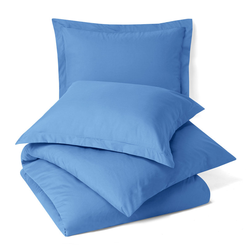  Ensemble de housse de couette ultra-doux, Bleu apaisant, Housse de couette double + 2 taies décoratives