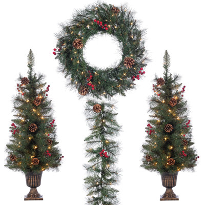 White 3.5' Pre-Lit Pine Christmas Tree