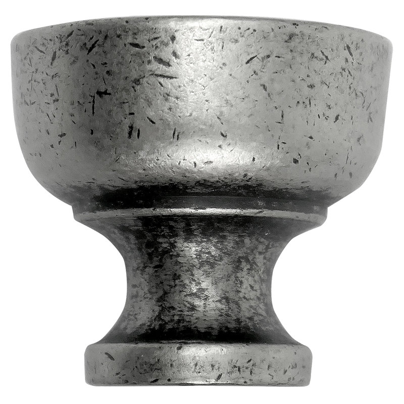 Distressed Pewter Round Metal Cabinet Knob with Mounting Hardware