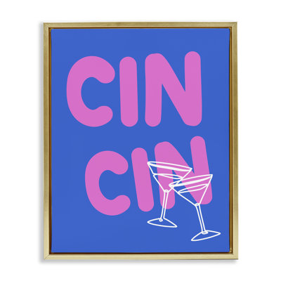 "Cin Cin Cheers Glasses", art mural sur toile flottante par House of Lulu