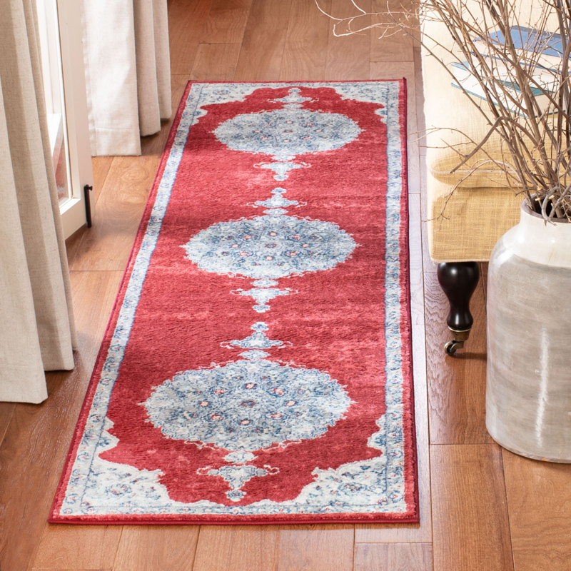 Tapis oriental rouge / ivoire Barcus, Tapis de couloir 2 pi x 8 pi