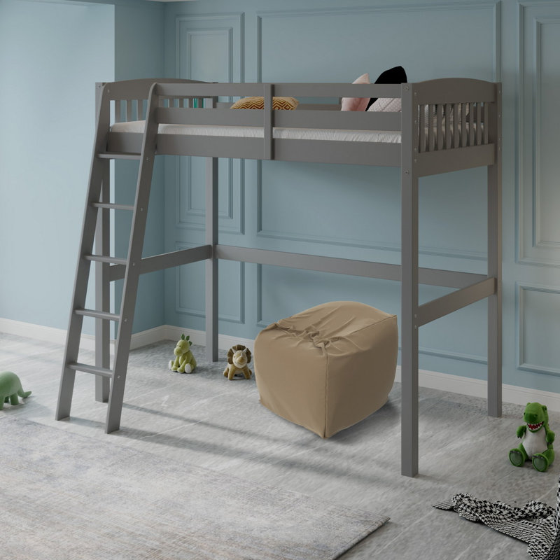 Jahliah Kids Twin Loft Bed, Gray