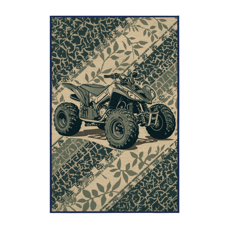 Tapis bleu quadrilatère Kendari, 6 X 9