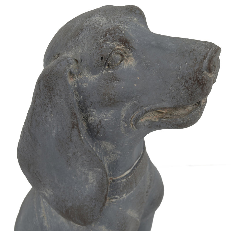 Maude DOG Sitting 71cm Blue Iron Effect, Grey