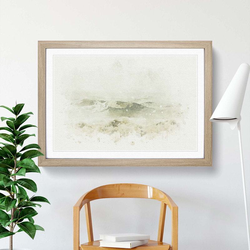 Sea Waves in Iceland in Abstract - Picture Frame Graphic Art Print, Oak, 50cm H x 76cm W x 2cm D