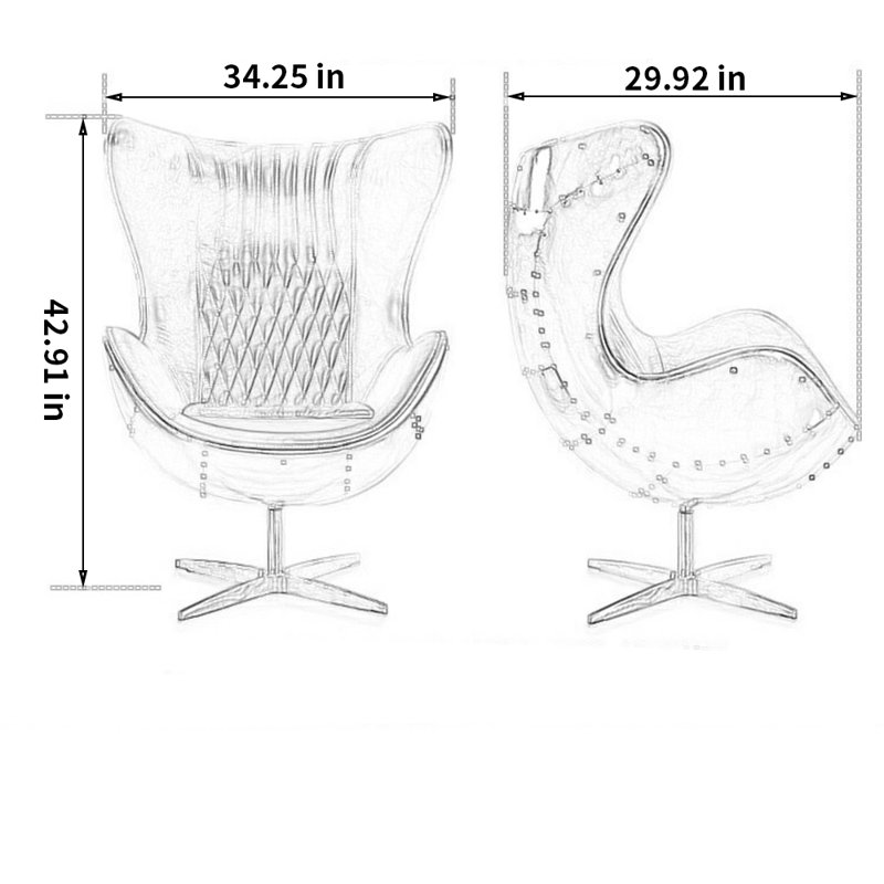 Fauteuil de loisir industriel pivotant de 34,25 po, Simili cuir rouge vin