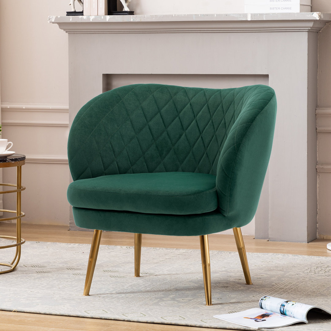 32" W Tufted Velvet Barrel Chair Mercer41