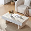 Table basse avec plateau en faux marbre, table basse moderne Mid-Century avec tiroir cannelé, table basse de salon, bureau