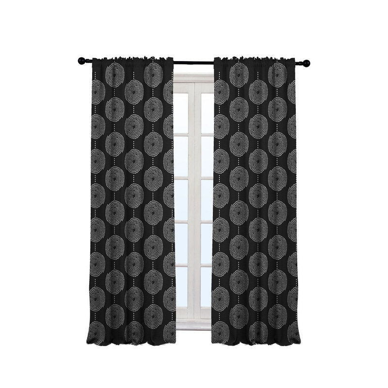 Spiral-Patterned Bohemian Single Panel Curtain, Black, 140cm Width x 175cm Drop
