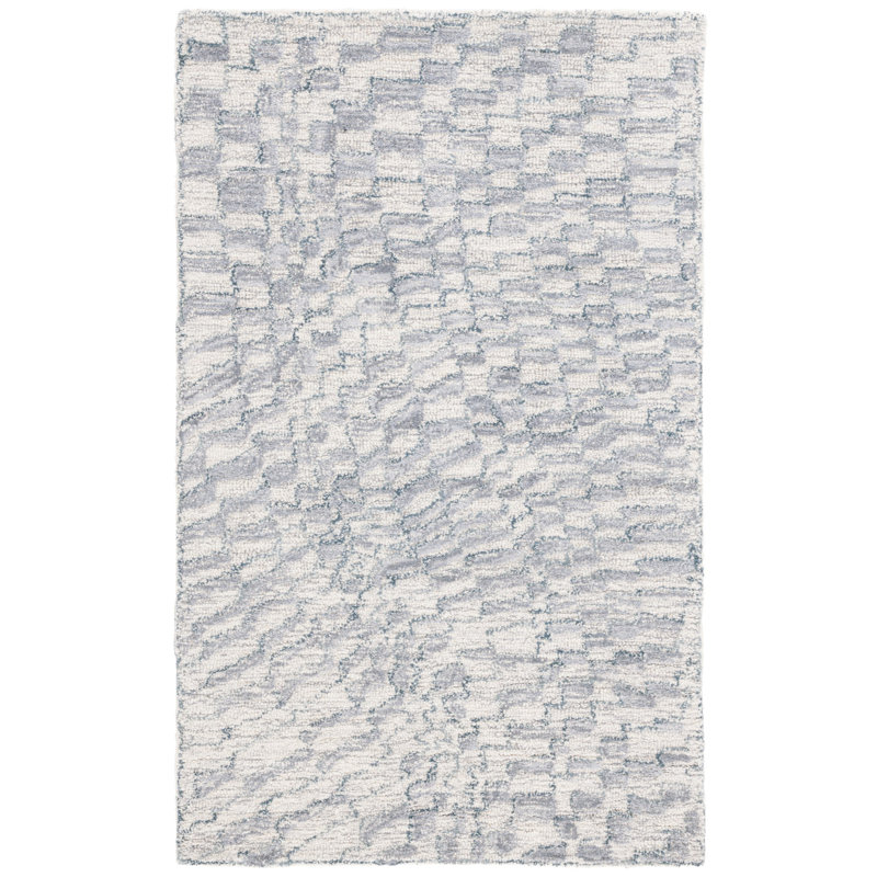 Tapis abstrait gris en laine / coton touffeté à la main Metro, Rectangulaire 3 pi x 5 pi