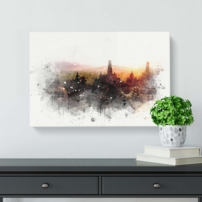 Borobudur In Indonesia In Abstract - Wrapped Canvas Print, 60cm H x 91cm W x 3cm D