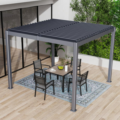 Aluminum Patio Pergola with Adjustable Rainproof Louvers