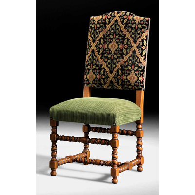 Upholstered Solid Wood Side Chair in Green