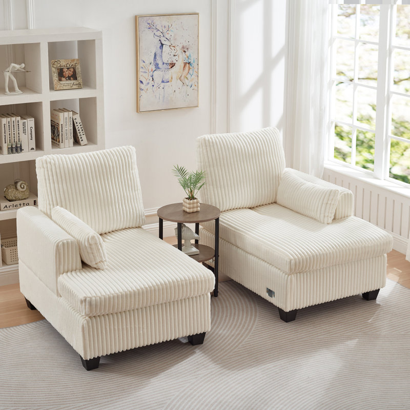 Causeuse avec accoudoirs carrés en velours côtelé Fluffy, Gris foncé