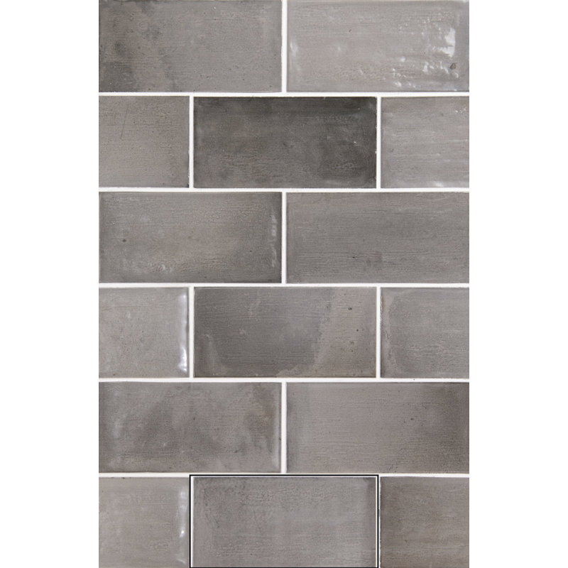Cascade 3" x 6" Ceramic Brick Look Wall Tile, Gris