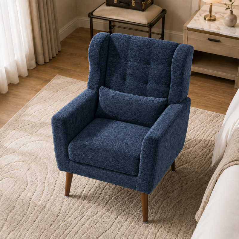 Fauteuil d'appoint Kawonna, Chenille bleu foncé