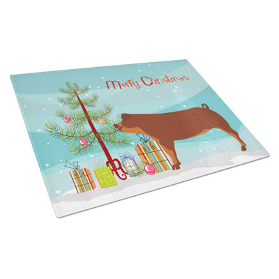 Caroline's Treasures Tempered Glass Duroc Pig Christmas Cutting Board