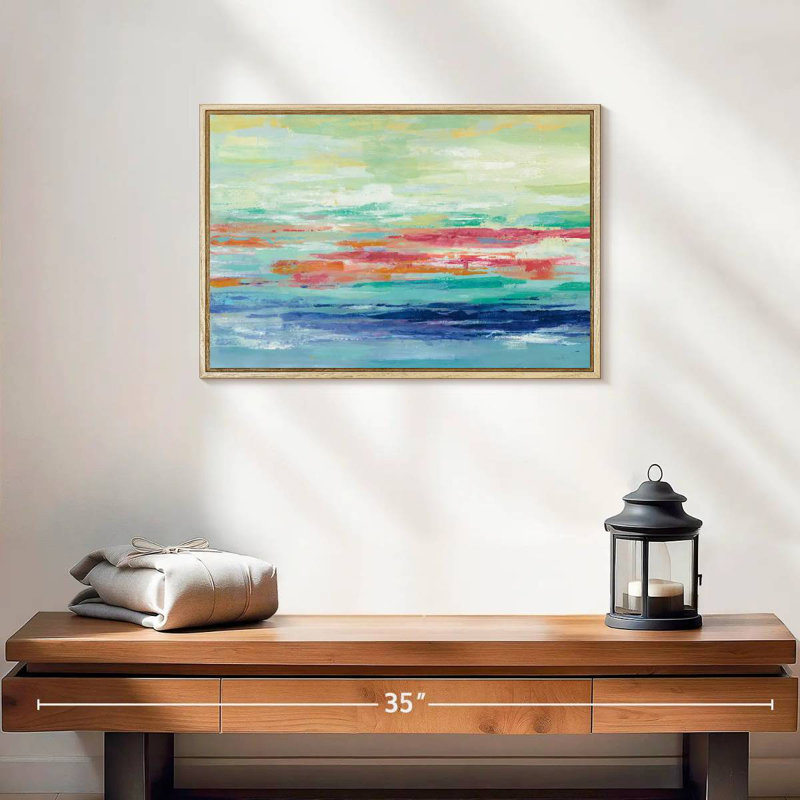 California Surf, 19 po x 13 po, Cadre flottant en bois naturel