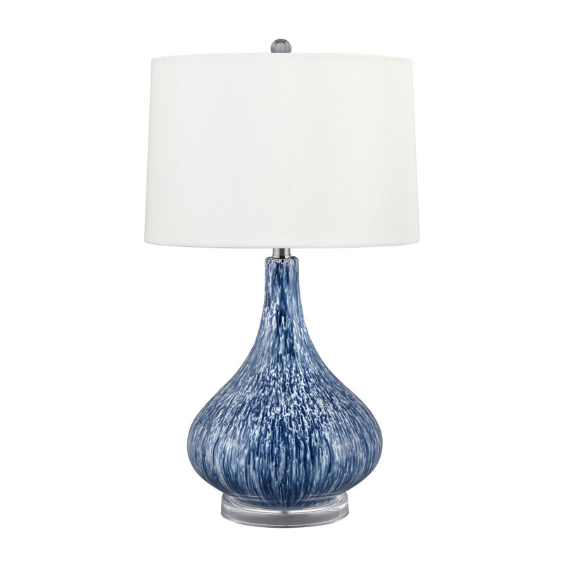 Atrani 28 in. Dappled Blue and White Table Lamp