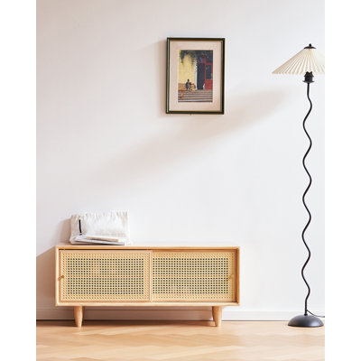 39.37" Beige Rectangular Solid Wood Shoe Storage