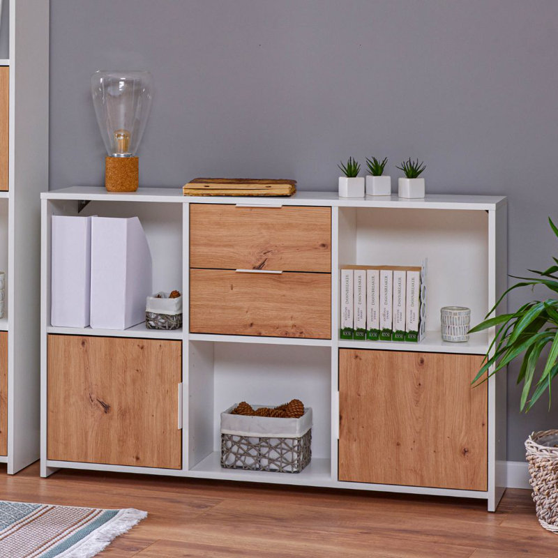 Bookshelf Aksil, White/Natural