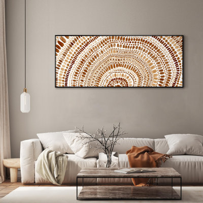 Très grande reproduction d'art sur toile - Motif à pois terreux, aquarelle, motif géométrique pour le salon ou la chambre à coucher - «Assemblage requis du cadre (cadre non fini)»