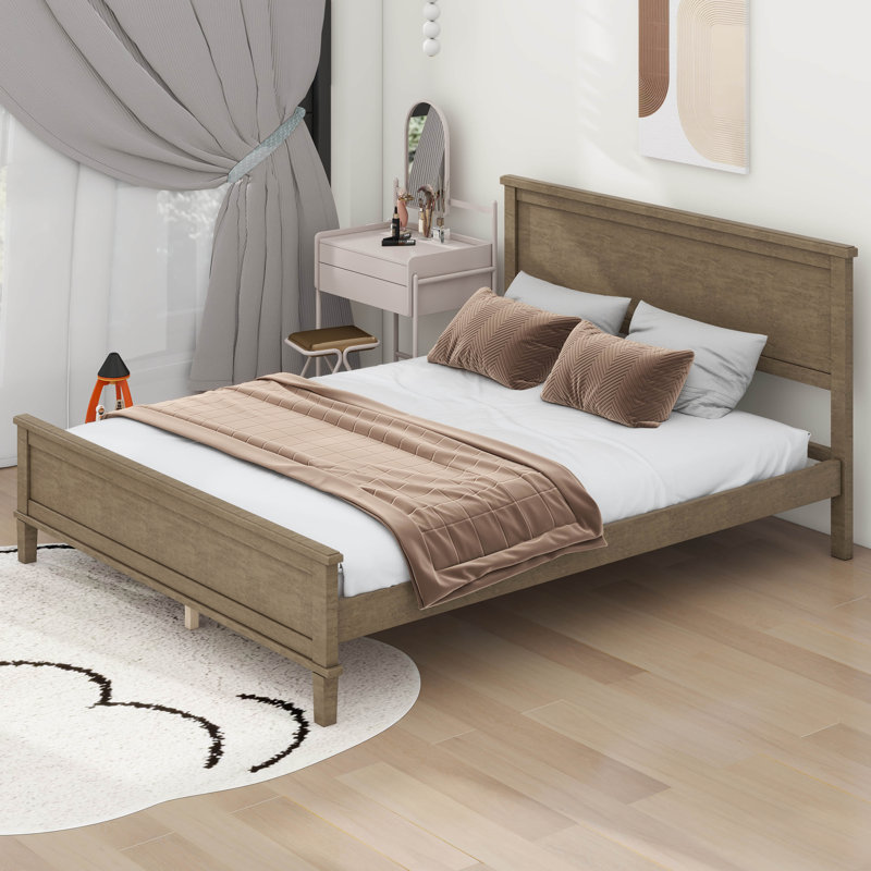 Lit plateforme en bois Burt, Brun, Grand lit