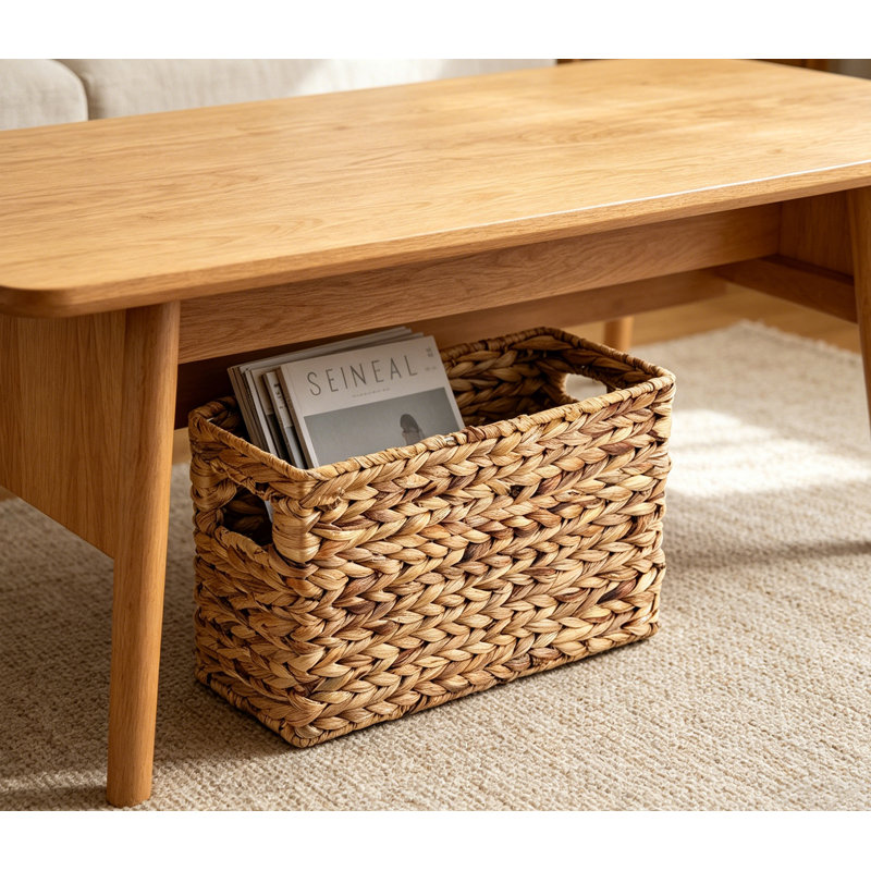 Panier de rangement décoratif pour porte-revues en jacinthe d'eau