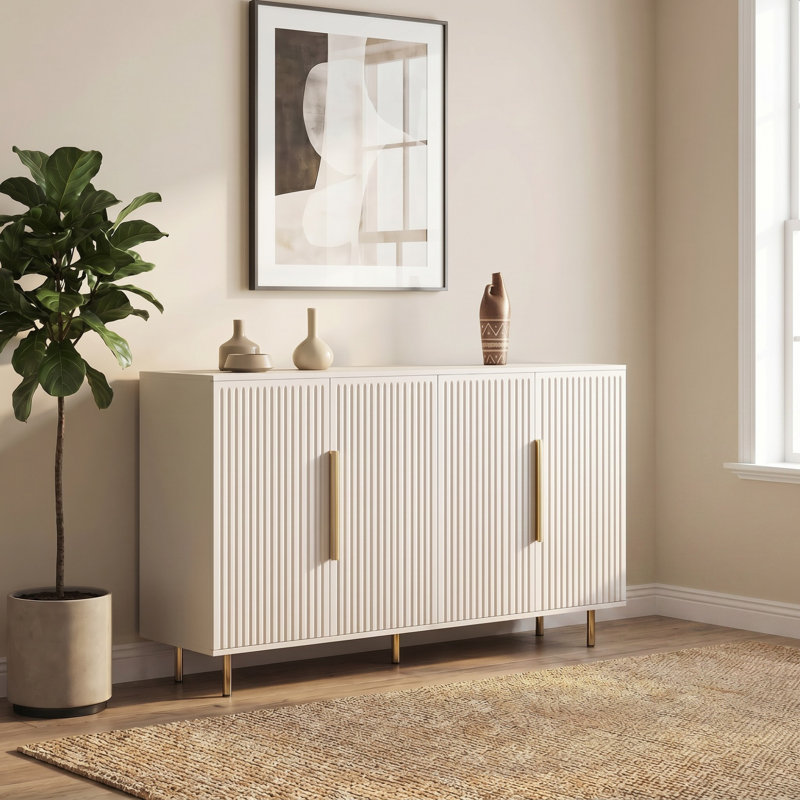 Console de 57 po avec 57 po, Blanc