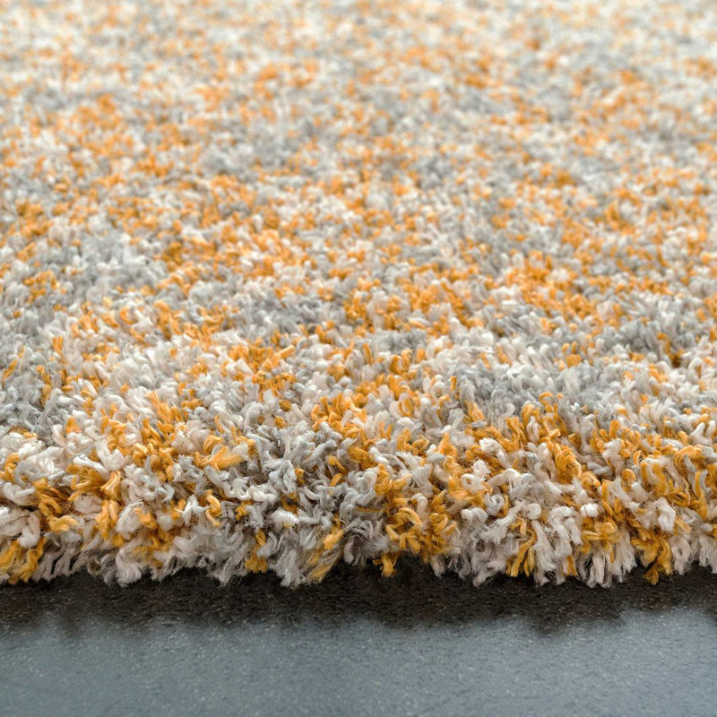 Geyer Shaggy Yellow/Grey Rug, Rectangle 80 x 150cm