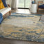 Tapis abstrait bleu marine / jaune-1682046867