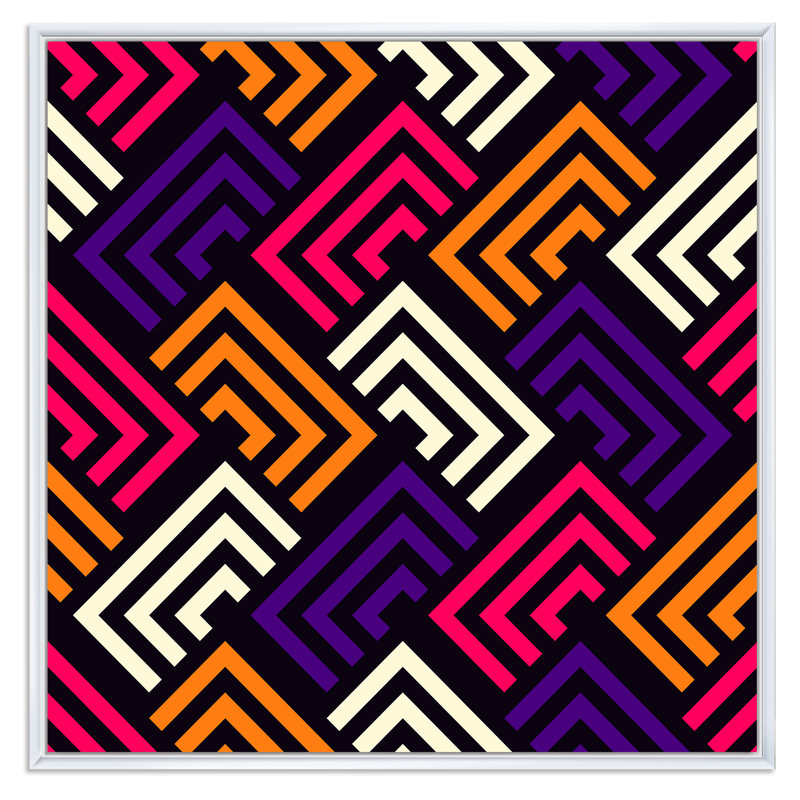 " Orange White And Purple Rectangular Shapes ", White Floater Frame Canvas, 30" H x 30" W