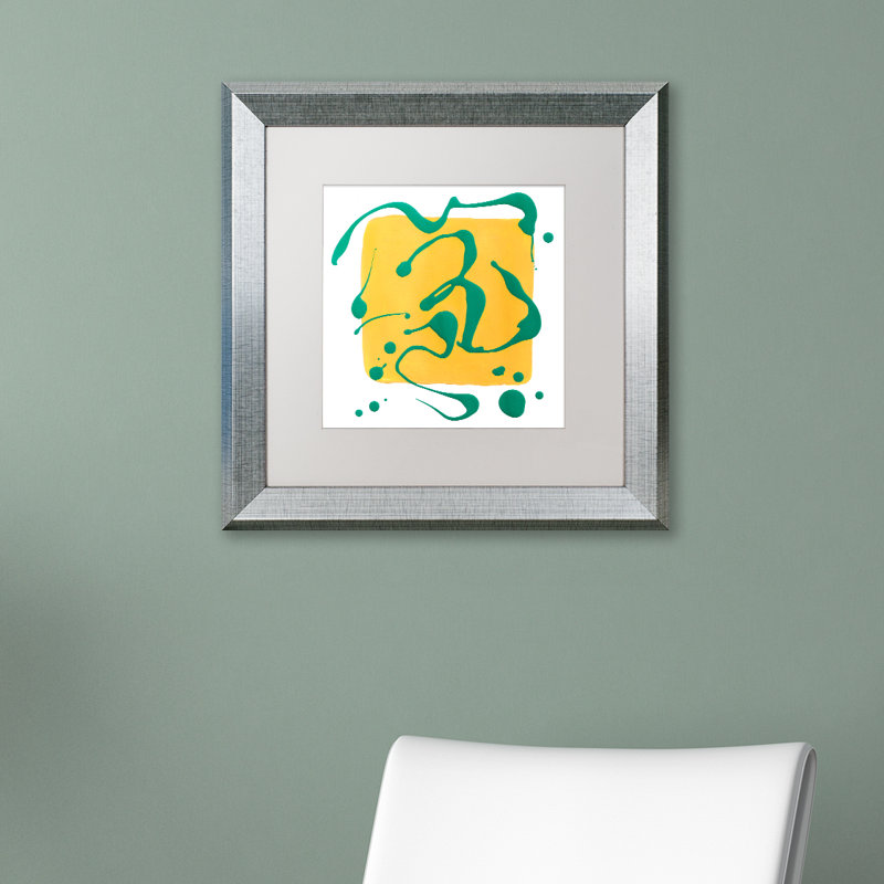 «Gregson Yellow Square on White» par Retirer Amy Vangsgard - reproduction d'art sur toile, H 11 po x l 14 po x P 0,5 po