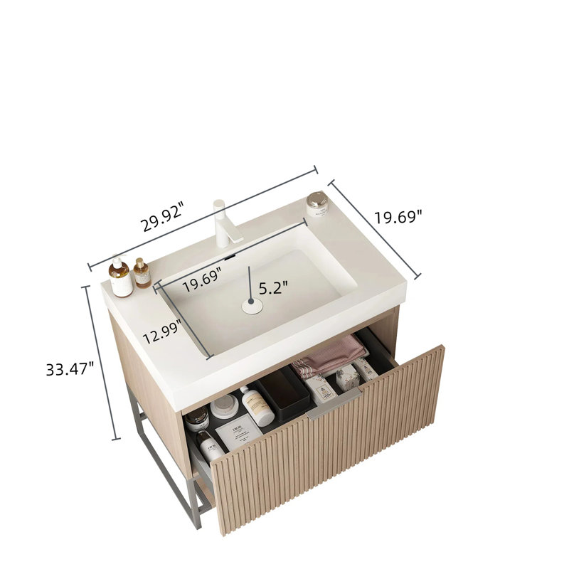 Meuble-lavabo élégant avec lavabo haute performance et grand espace de rangement
