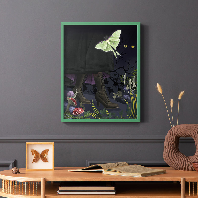 Hall Halled Forest I, reproduction encadrée - bois massif, Vert, H 10 po x l 8 po