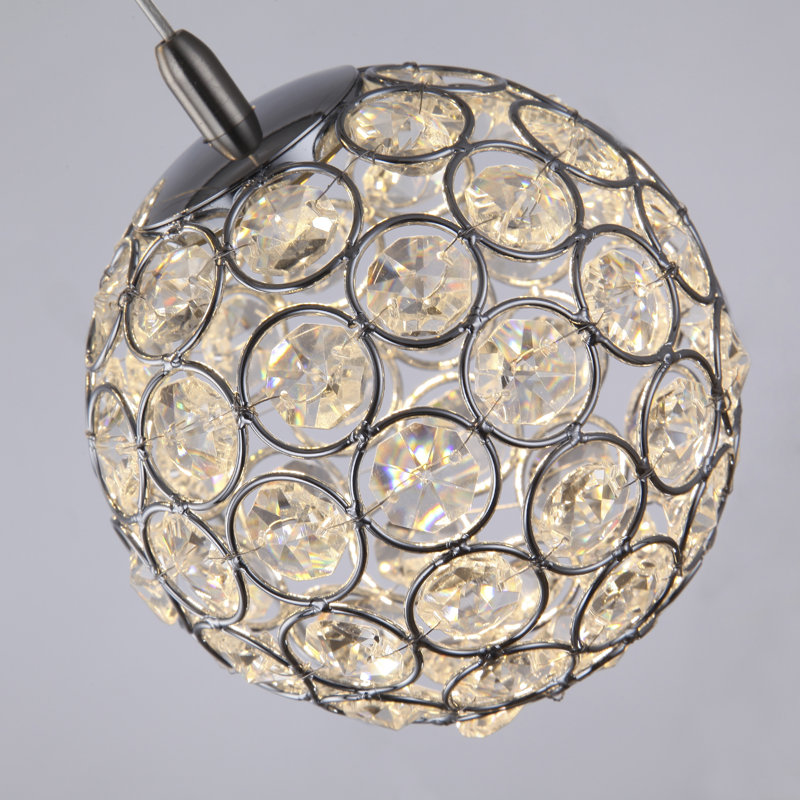 Luminaire suspendu sphère 5 lumières Tietjen, Chrome