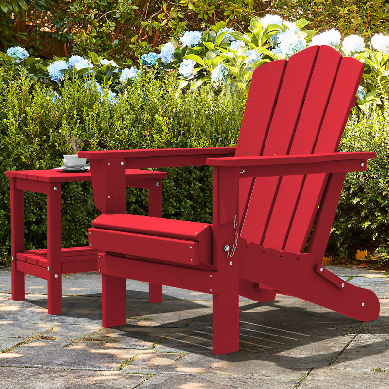 Chaise Adirondack pliante en polyéthylène haute densité Wolak, Rouge
