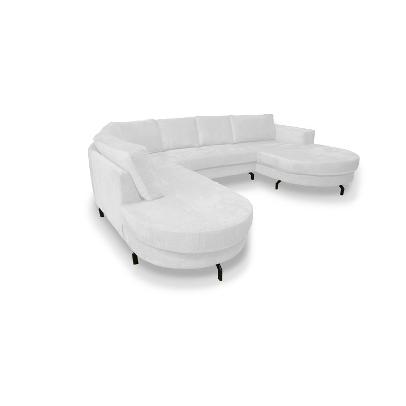 6 Seater Corner Sofa , Right Hand Facing, White