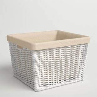 mDesign Woven Farmhouse Kitchen Pantry Food Storage Basket Box, 6 Pack,  White, 16 x 12 x 6