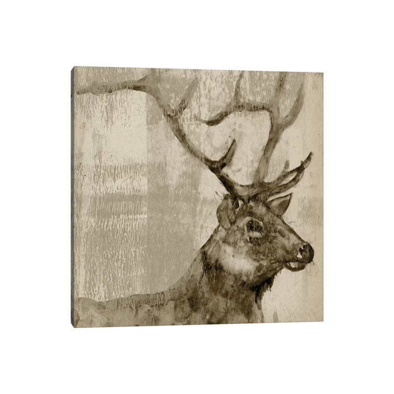 Sepia Elk 1 Piece Wrapped Canvas Painting, 66.04 cm H x 66.04 cm W x 3.175 cm D