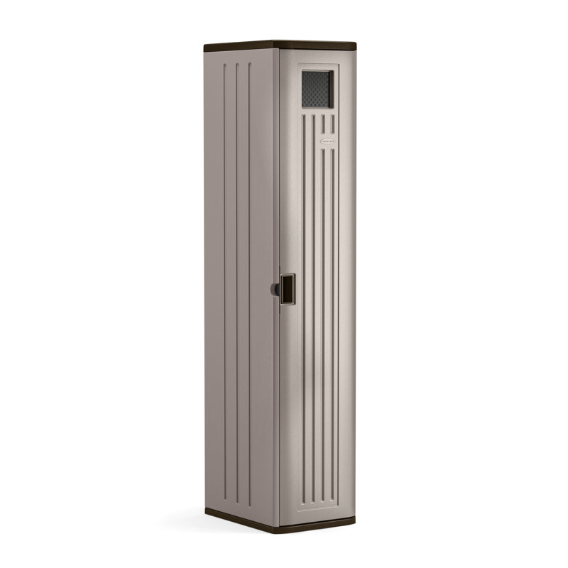 Tall Platinum Resin Freestanding Lockable Storage Locker with Adjustable Shelving