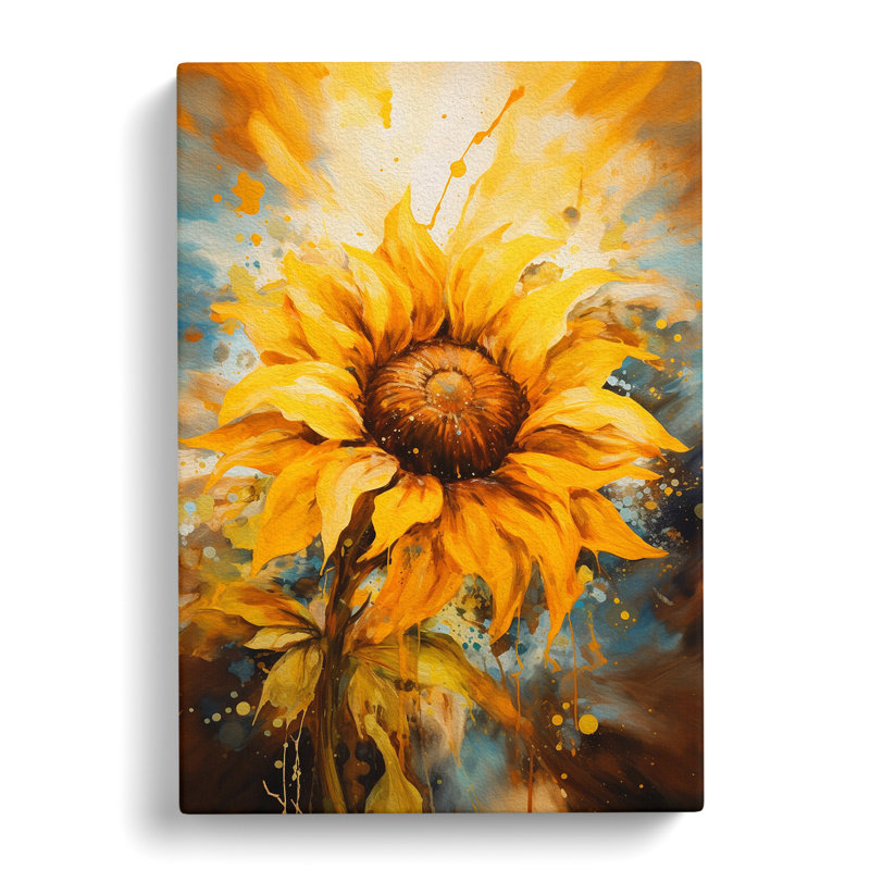 Sunflower Gestural - No Frame Print, 50cm H x 35cm W x 3cm D