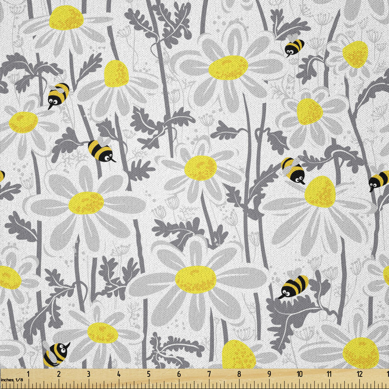 Davell Daisy Flowers Bees in Spring Time Multi-Purpose Fabric
