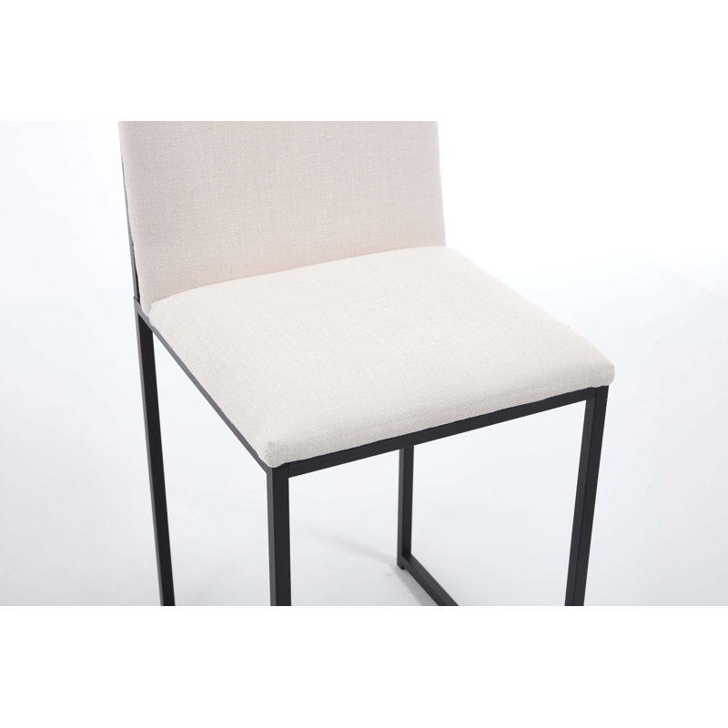 Ensemble de 2 tabourets de bar à hauteur de comptoir, chaises de bar rembourrées en lin, repose-pieds et structure en métal